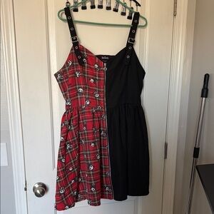 Animal Black and Red Plaid Kids Dress